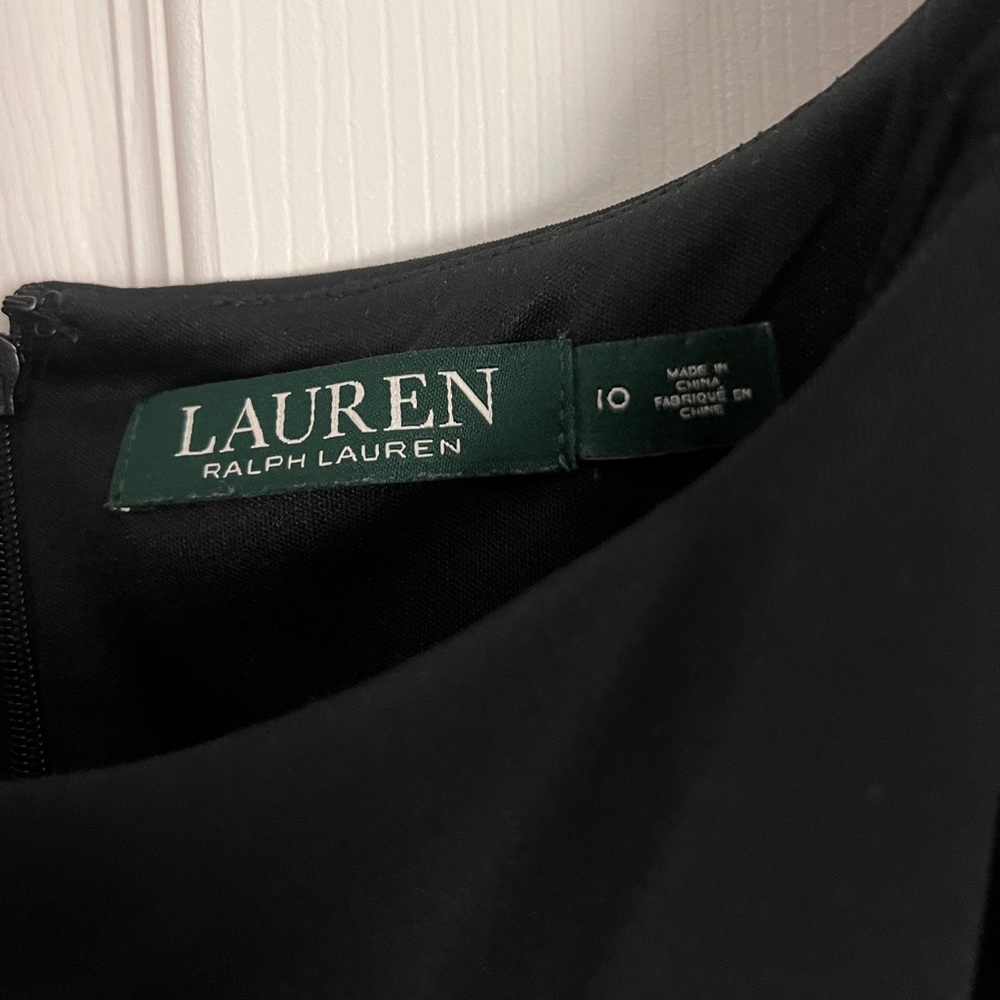 Ralph Lauren Black Sleeveless Mini Dress with Mesh Hem - Picture 2 of 2